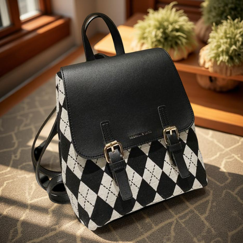 Women's Retro Plaid Backpack - Travalto