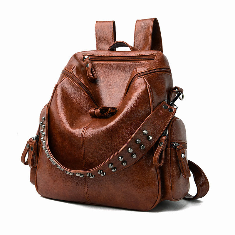 Women's Retro PU Leather Backpack - Travalto
