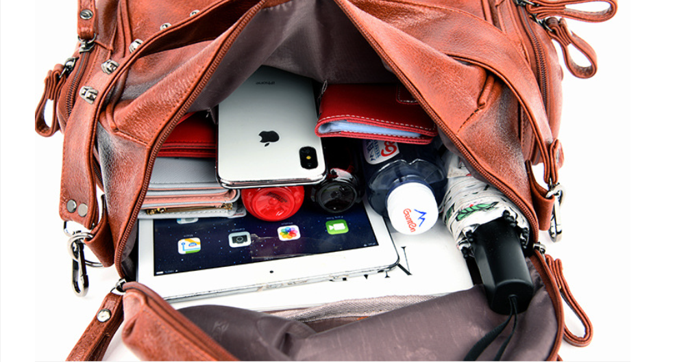 Women's Retro PU Leather Backpack - Travalto