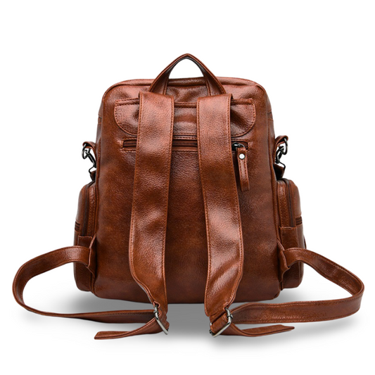 Women's Retro PU Leather Backpack - Travalto