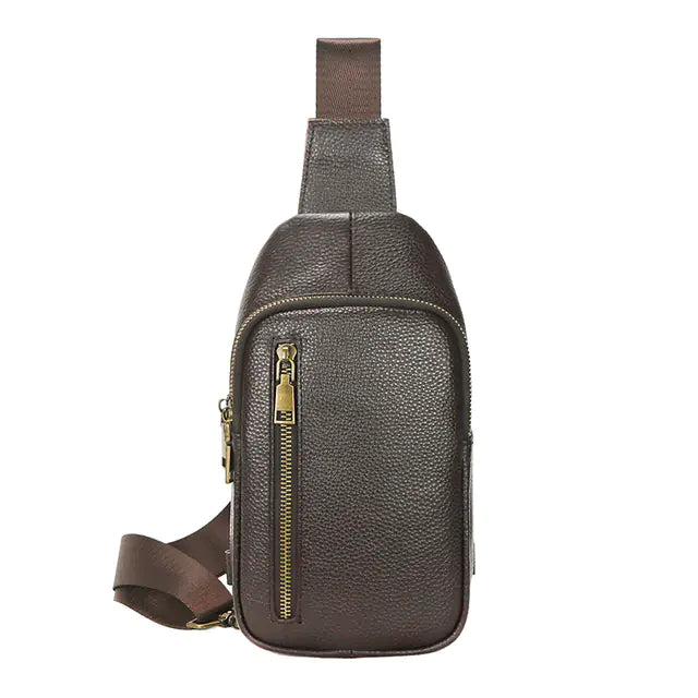 Genuine Leather Small Sling Bag for Men Outdoors - Travalto