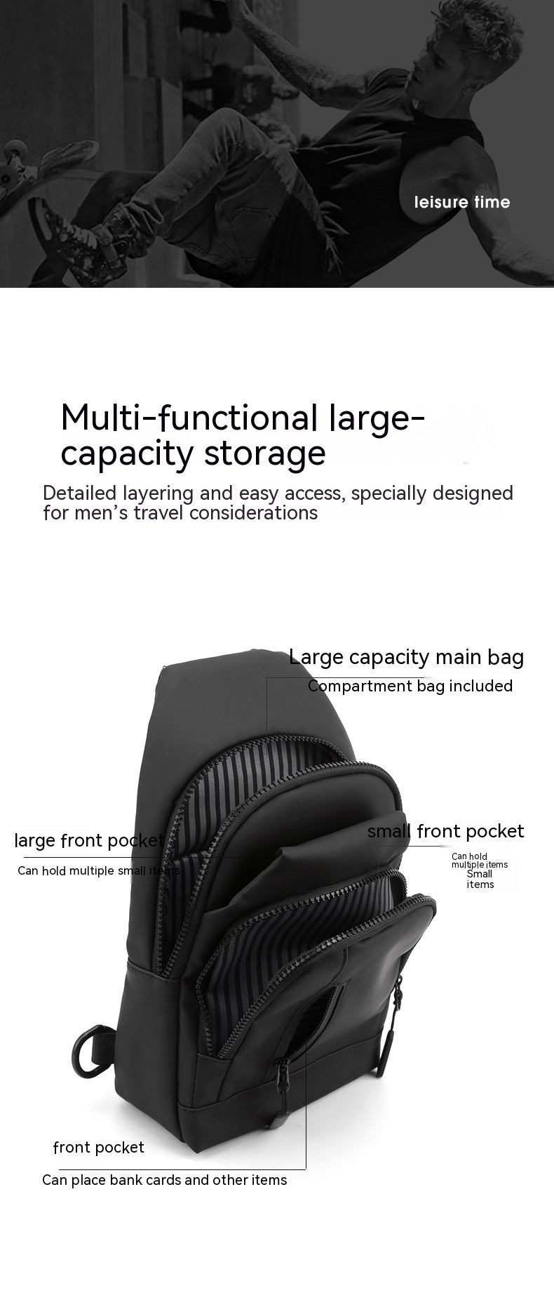 Waterproof Multi-Compartment Crossbody Bag - Travalto