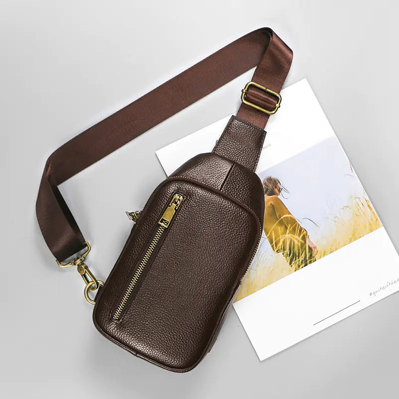 Genuine Leather Small Sling Bag for Men Outdoors - Travalto