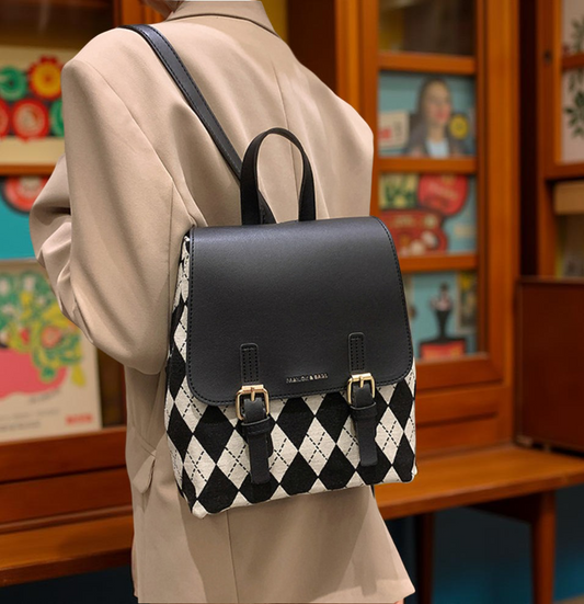Women's Retro Plaid Backpack - Travalto