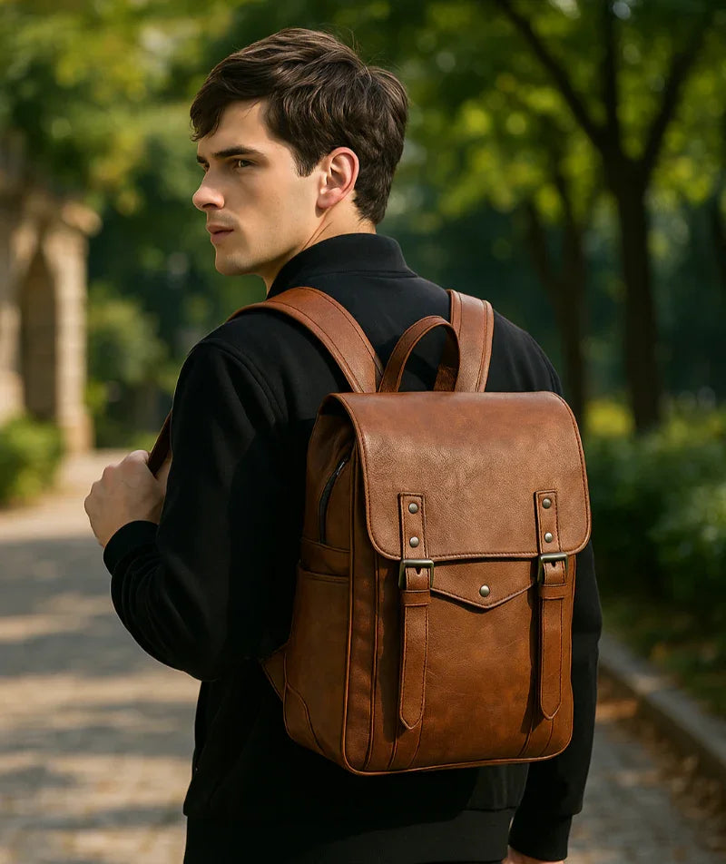 Vintage PU Leather Backpack - Travalto