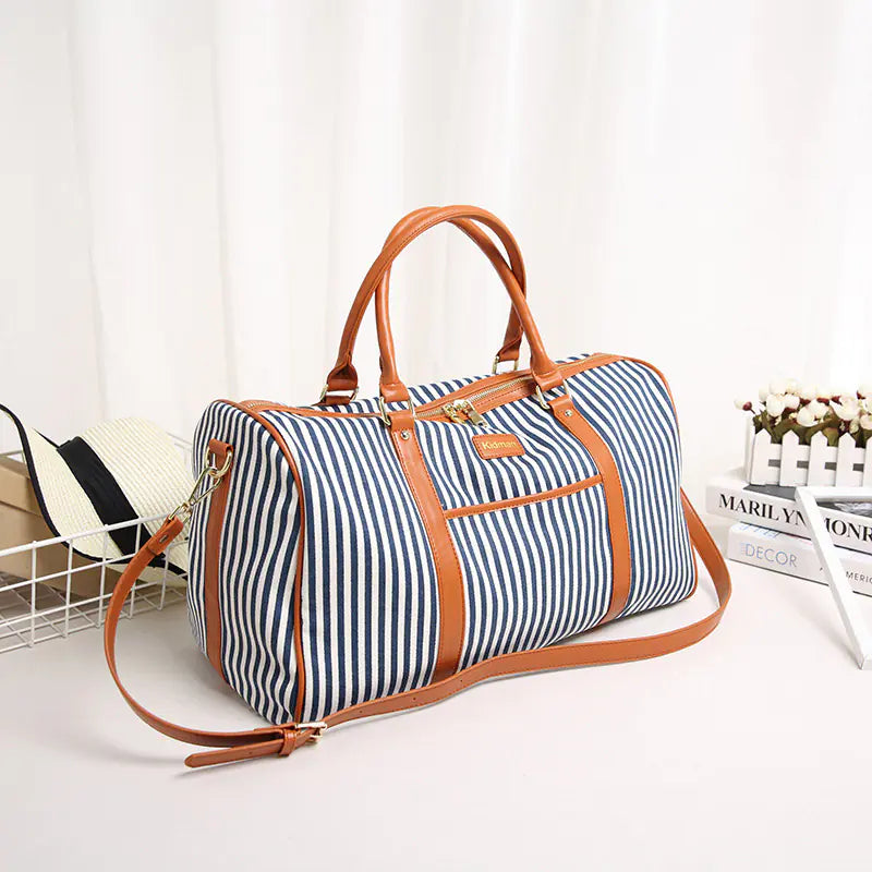 Striped Canvas Travel Bag - Travalto