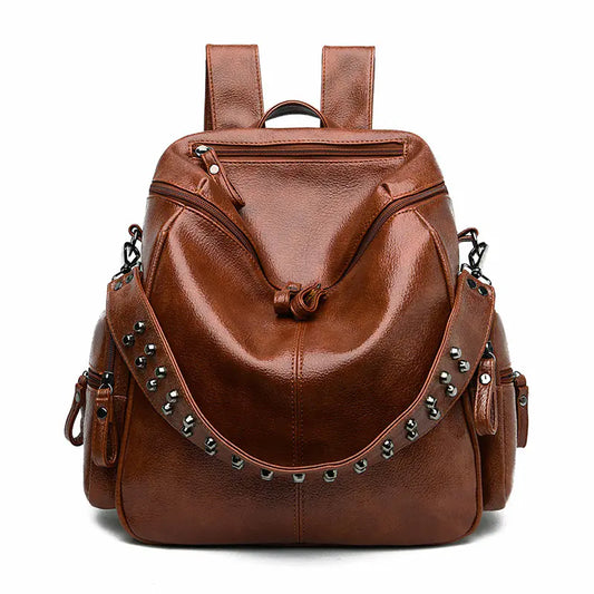 Women's Retro PU Leather Backpack - Travalto