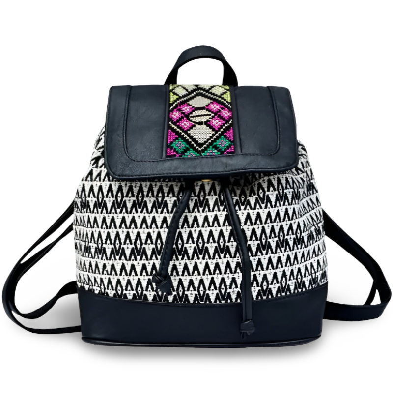 Striped Embroidered Backpack - Travalto