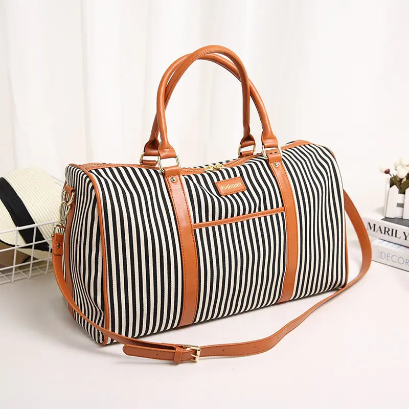 Striped Canvas Travel Bag - Travalto