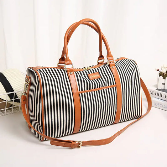 Striped Canvas Travel Bag - Travalto