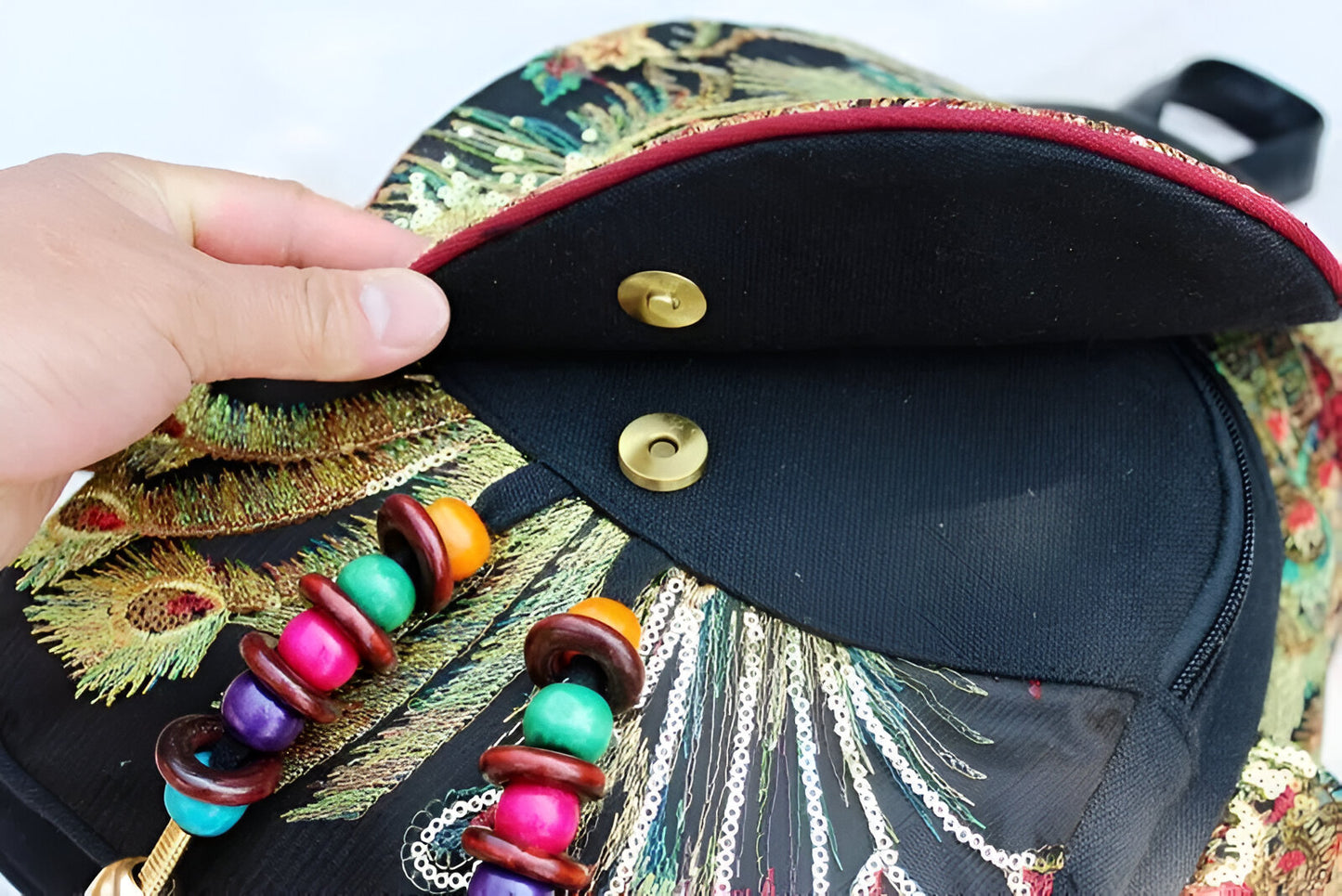 Retro Ethnic Embroidered Peacock Backpack - Travalto