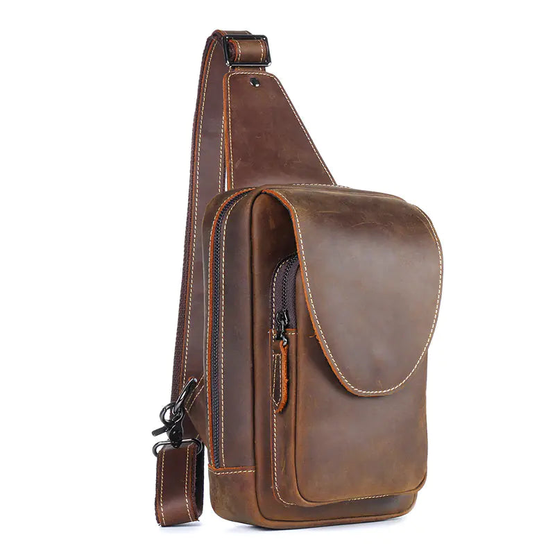 Men's Genuine Leather Crossbody Bag - Travalto