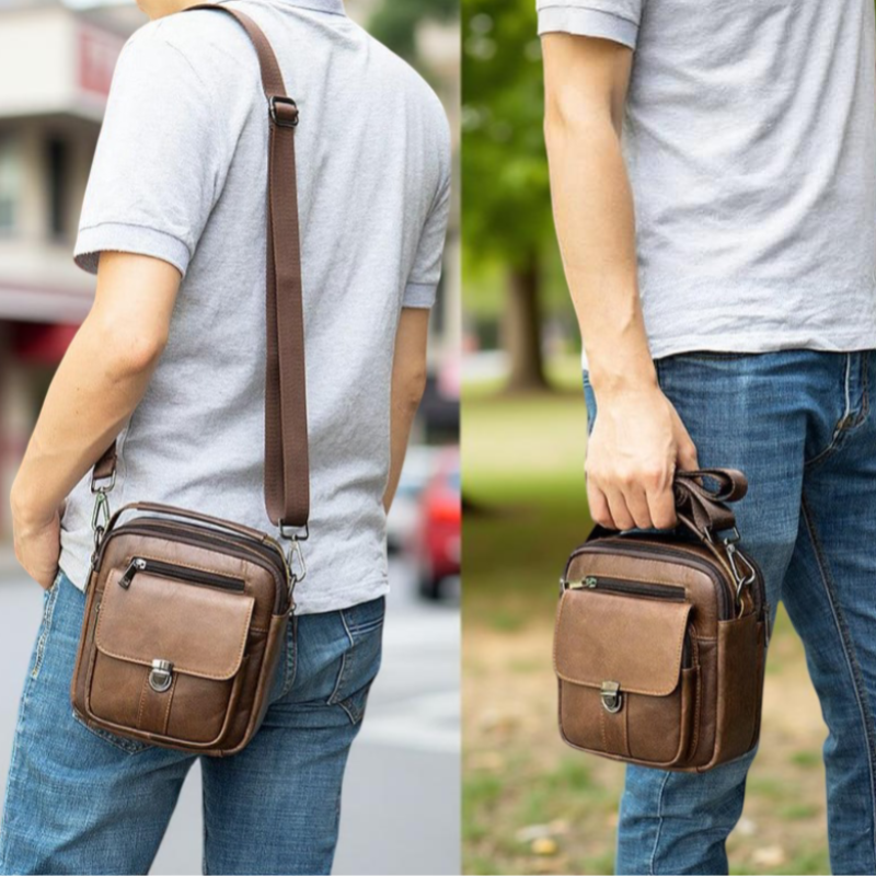 Classic Cowhide Crossbody Shoulder Bag - Travalto