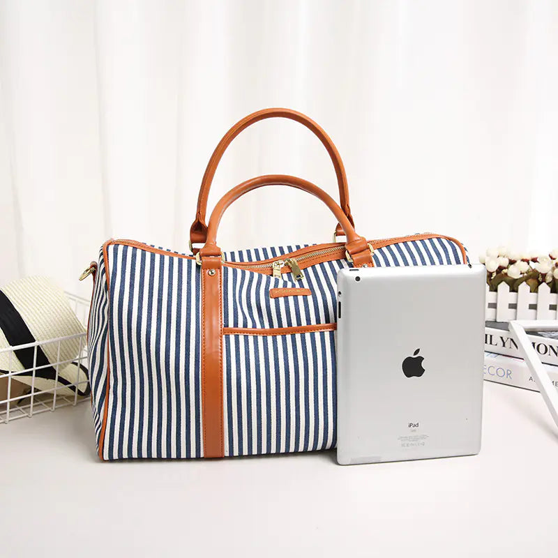 Striped Canvas Travel Bag - Travalto
