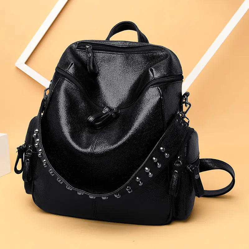 Women's Retro PU Leather Backpack - Travalto