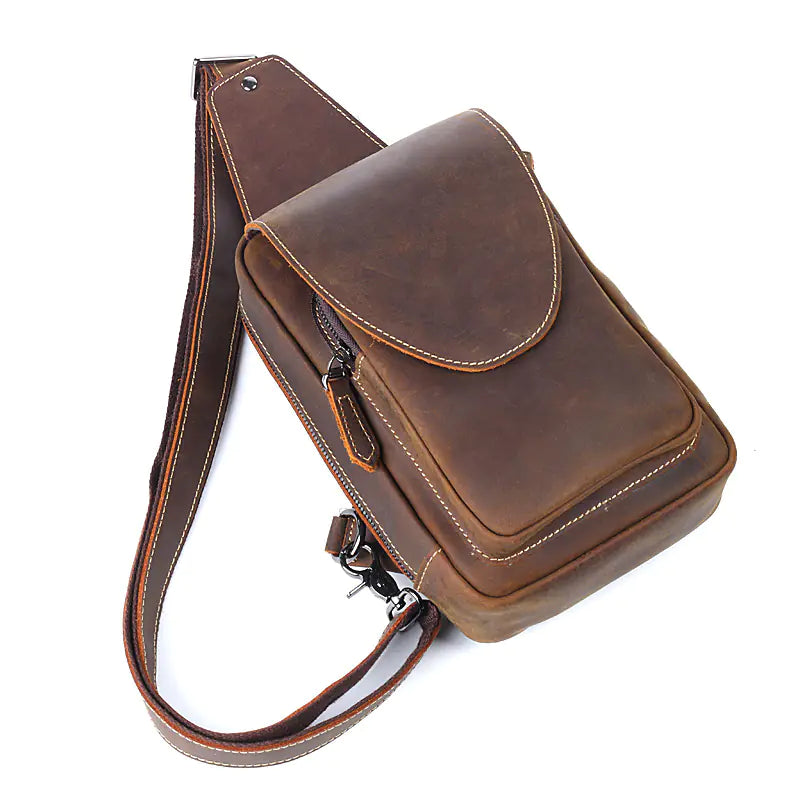 Men's Genuine Leather Crossbody Bag - Travalto
