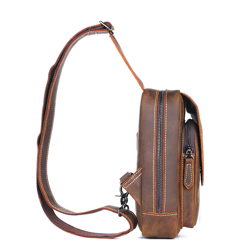 Men's Genuine Leather Crossbody Bag - Travalto