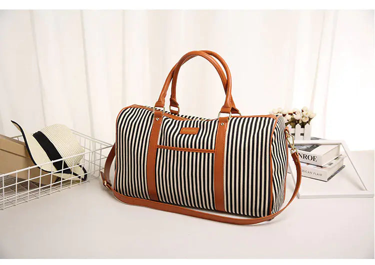 Striped Canvas Travel Bag - Travalto